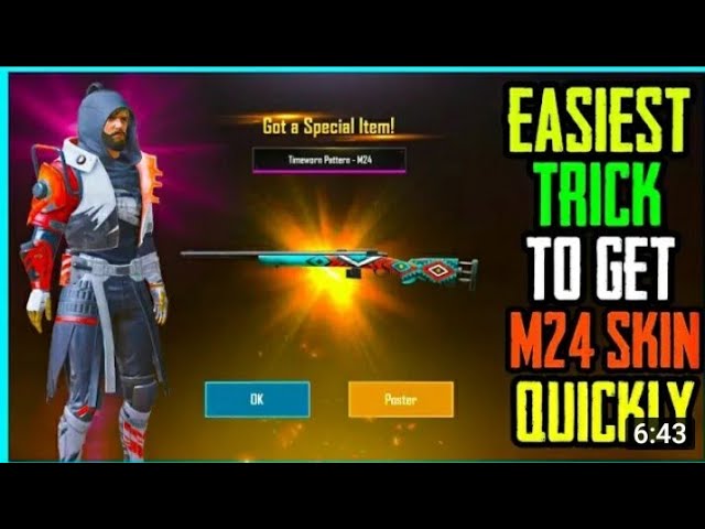 M24 Gun Skine Free 💯% Only 2Days || m24 gun Skine free pubg mobile