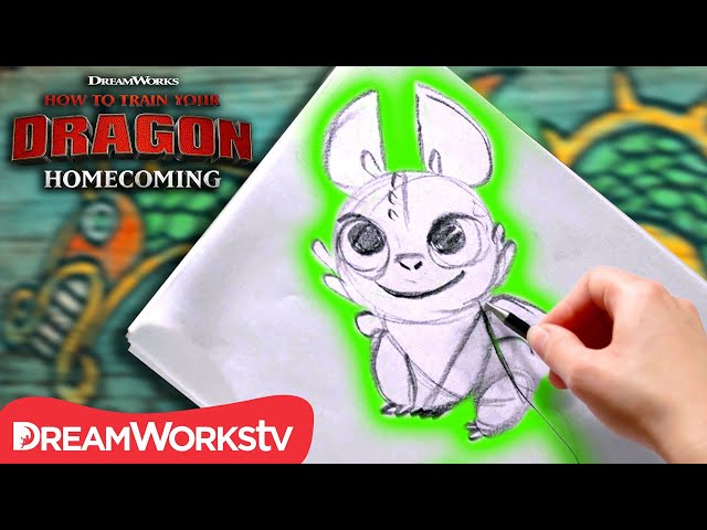 How to Draw a NightLight (Baby Dragon) | HOW TO TRAIN YOUR DRAGON - HOMECOMING