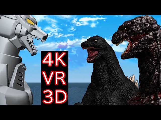 【MMD VR180】MechaGodzilla  VS  Shin Godzilla ＆ Godzilla1991 (メカゴジラ VS シンゴジラ ＆ ゴジラ1991)