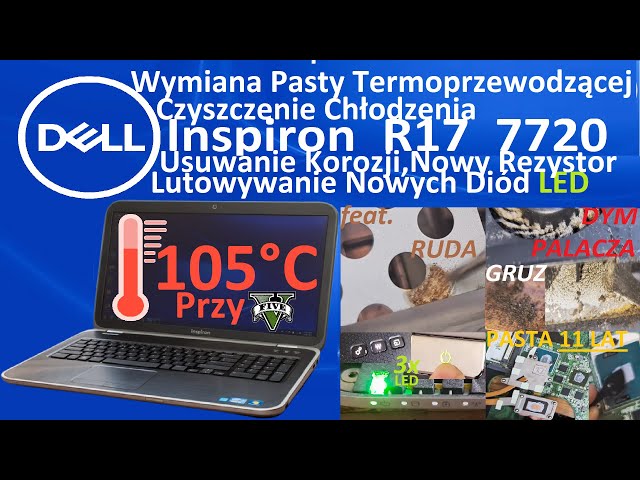 DELL Inspiron R17 - Czyszczenie Wymiana Pasty i LEDów