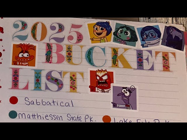 2025 Bucket List/Inside Out Themed