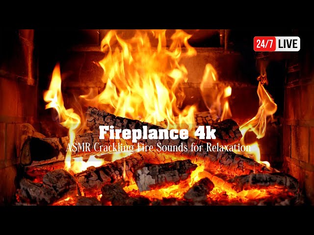 🔥 Cozy Fireplace 4K (24/7). Fireplace with Crackling Fire Sounds. Christmas Fireplace 2024