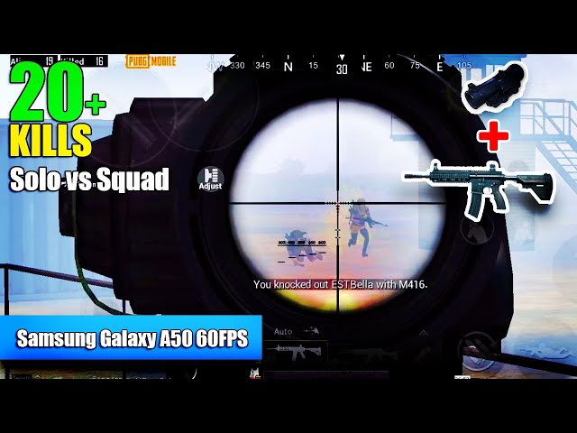 Samsung Galaxy A50 Secret 60FPS Smooth+Extreme - PUBG MOBILE | 20+ Kills | No Recoil | M416+6x Spray