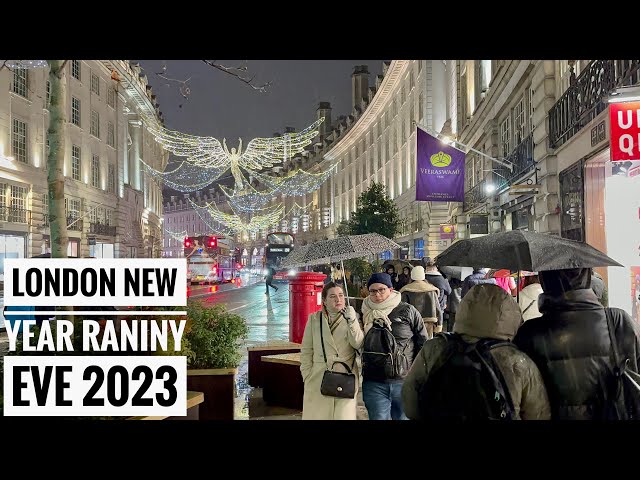 London City New Year’s Eve 2023 | London Winter Street Evening Tour | 4K HDR Virtual Walking Tour