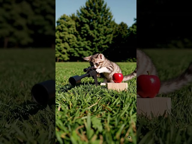 Cute little kitten learning how to use rifle #kitten #cats #cute #kitty #adorable