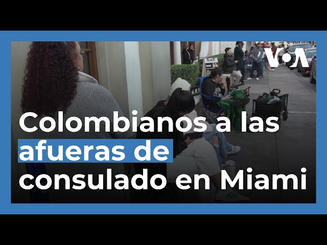 Colombianos a las afueras del consulado en Miami tras impasse entre EEUU y Colombia