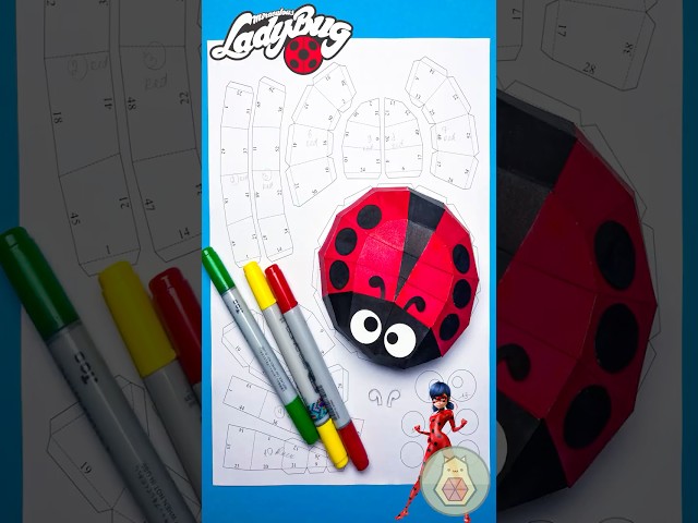 DIY Ladybug Pepakura! 🐞 Handmade Art Inspired by Miraculous! #diy #shorts