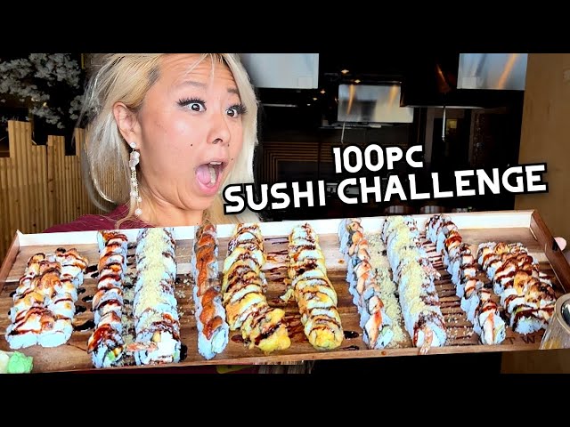 UNDEFEATED 100PC SUSHI CHALLENGE in Las Vegas!! at Jjanga #RainaisCrazy