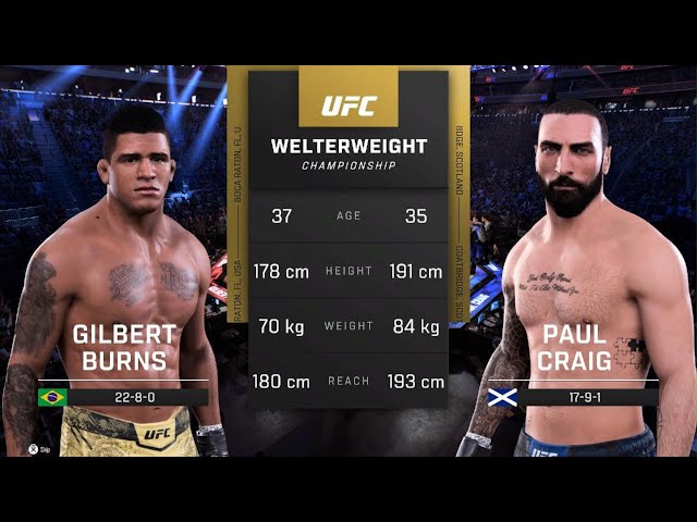 UFC 5 AI vs AI: Gilbert Burns vs Paul Craig – Intense Submission Battle!