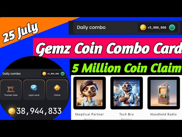 Gemz Daily Combo Cards | Gemz Coin Daily Combo 25 July 2024