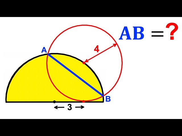 Can you find the chord AB length? | (Radius) | #math #maths | #geometry