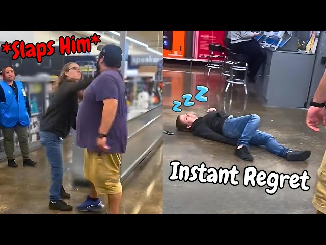 Woman SLAPS Man Twice Her Size & INSTANTLY REGRETS It