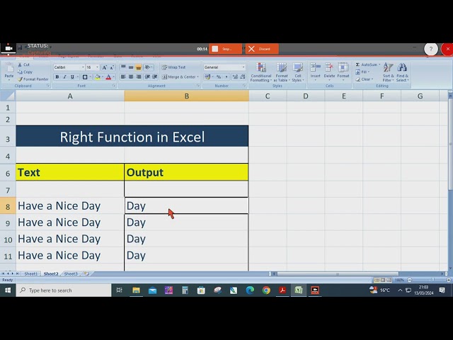 How to use Right Functionin Excel