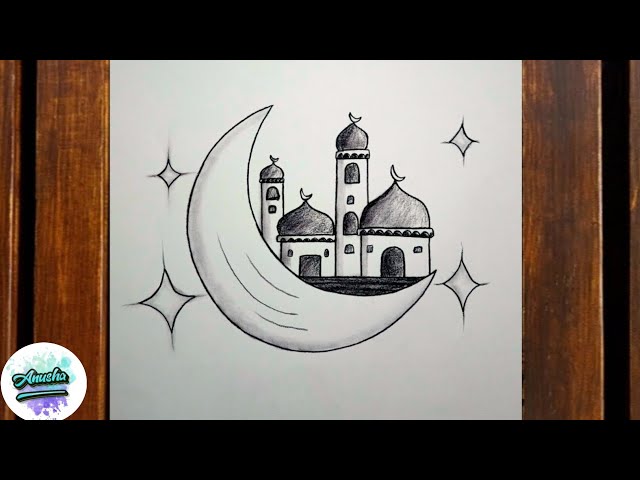 how to draw mosque  / masjid ki drawing easy step with pencil