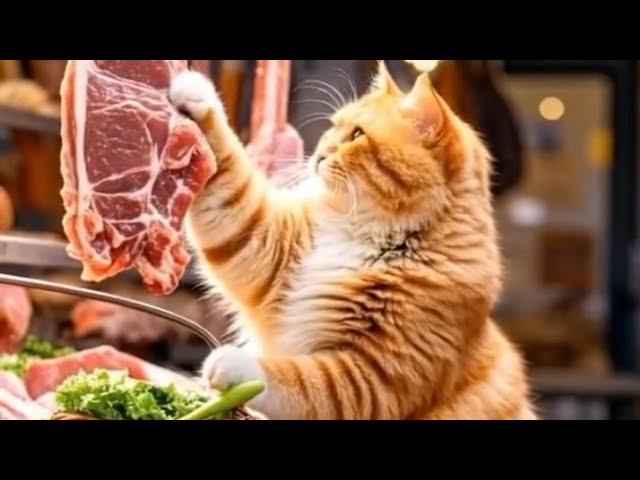 This video of the fans of cats 🐈 🐈 Cats cooking 😍😍 Beautiful cats and cute 🥰 ♥ ️