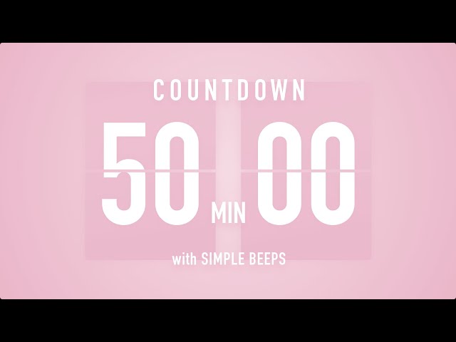 50 Min Countdown Flip Clock Timer / Simple Beeps 🌸🔔