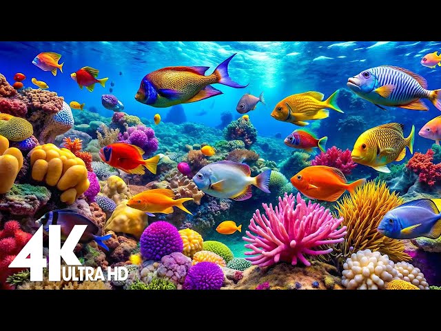 Aquarium 4K Ultra HD - Stunning Coral Reef Fish with Relaxing Meditation Music for Sleep