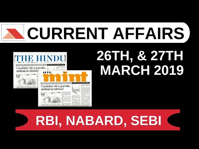 Daily Current Affairs | March 26th & 27th  for RBI, SEBI, SBI, NABARD, IBPS