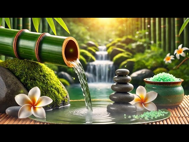 Bamboo Water Fountain Sounds - Relaxing Piano Music for Sleep & Focus