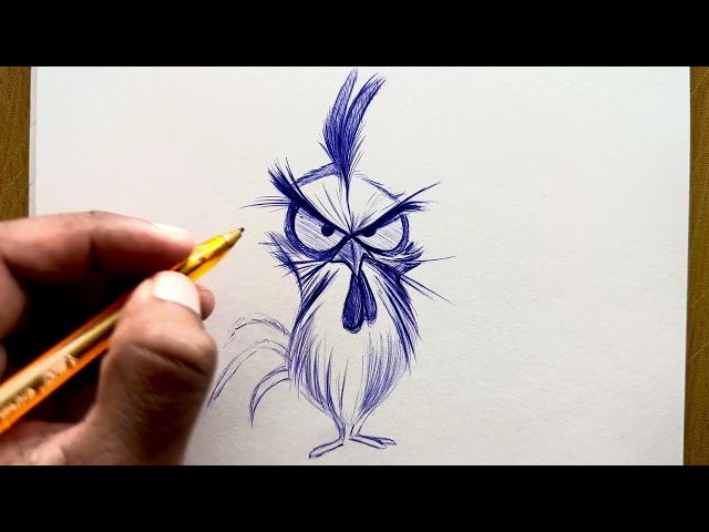 Rooster cartoon drawings ( cartooning style drawing ) - Timelapse drawing video