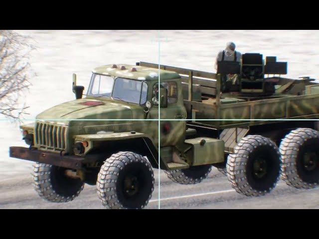 Large Group of Russian Military Trucks Destroyed by Ukrainian Soldiers near Kursk City - Arma 3