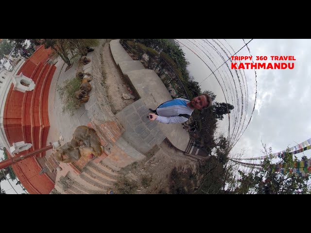 Exploring the  monkey temples of chaotic Kathmandu. 360 Travel adventures in Nepal. trippy visuals.