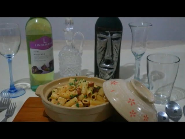 Rigatoni pasta with white sauce, cook with Chef Layan.(Italian cuisine)