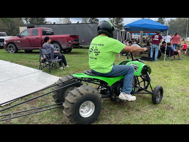 KFX840 2.0 testing. Any ideas why it went toward the wall? #dirtdrags #backyardmafia #trending #atv