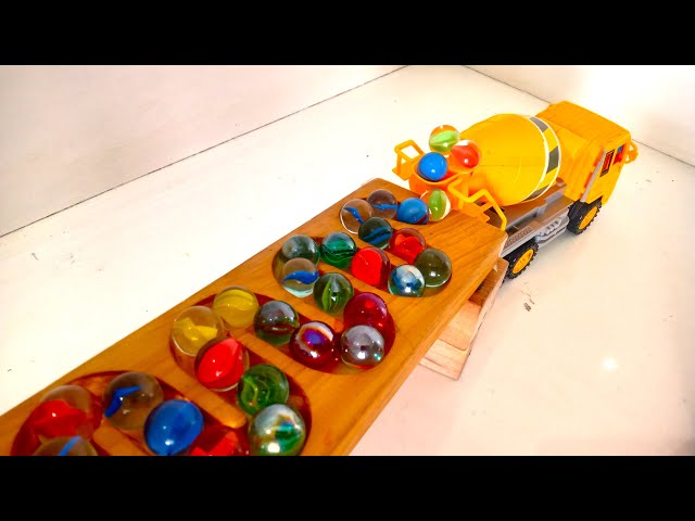 Marble Run ASMR Race ☆ HABA Slope & Dump Truck Excavator Ambulance Forklift Garbage Truck Tractors 2