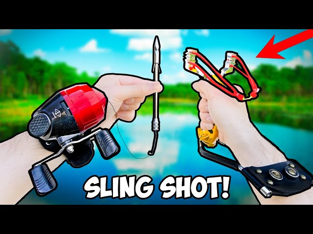 FISHING SLING-SHOT vs REGULAR FISHING ROD CHALLENGE!