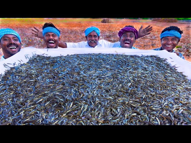 10 MILLION TINY FISHES | Ayira Meen | Rare River Fish Cleaning and Cooking In Village | Fish Recipes