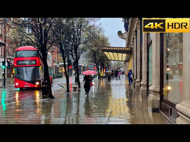 London Rainy Day Walk in Spring - 2024 ☔️  West End Rain Walk [4K HDR]