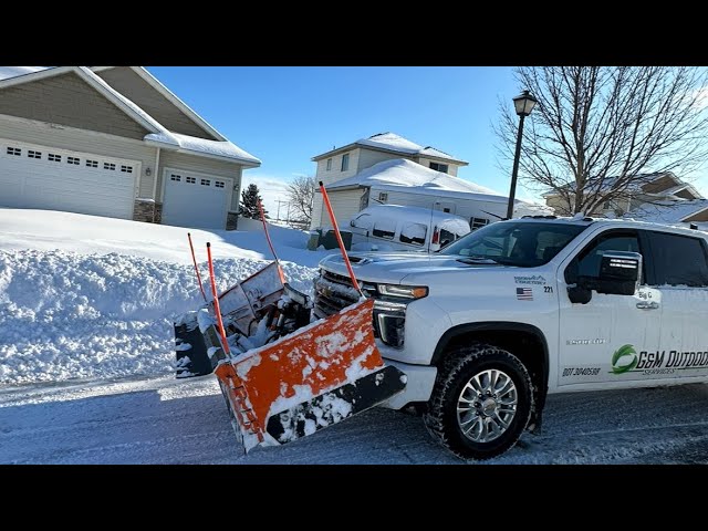 PLOWING $100 DRIVEWAYS WITH $100k PLOW TRUCK! | SNO POWER F12 IN ACTION |