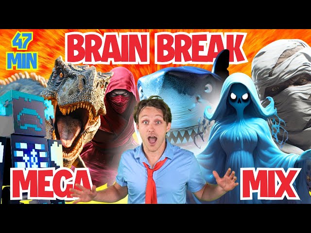 The Ultimate Brain Break Mega Mix | Kids Workouts (Dinosaur, Minecraft, Sharks, Monsters)