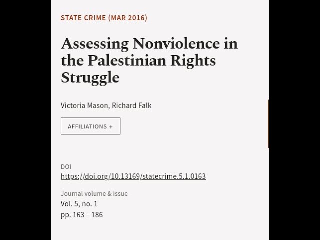 Assessing Nonviolence in the Palestinian Rights Struggle | RTCL.TV