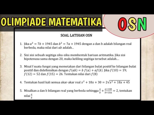 SOAL OLIMPIADE MATEMATIKA OSN SMA 2023