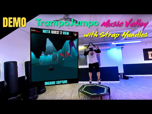 Fitness Trampoline Workout with Strap Handles in VR: TrampoJumpo - Music Valley | Meat Quest 2