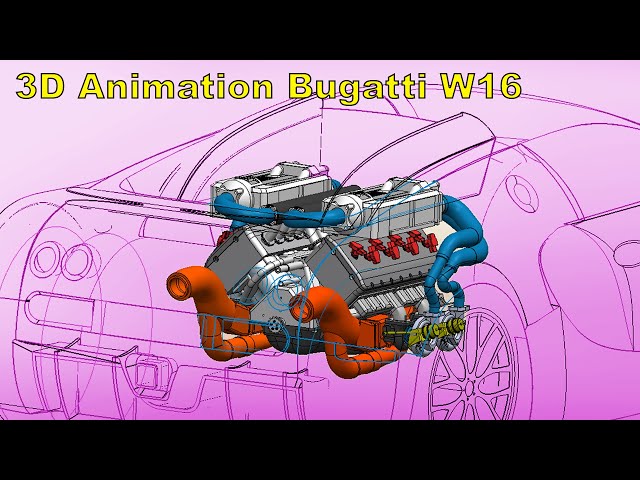 How the Bugatti Veyron W16 engine works in 3D 🤯