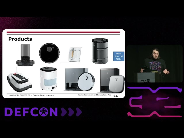 DEF CON 32 - Reverse engineering and hacking Ecovacs robots - Dennis Giese, Braelynn Hacker