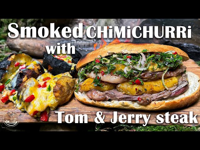 smoked chimichurri with Tom and Jerry steak | ASMR 4k video cooking in nature