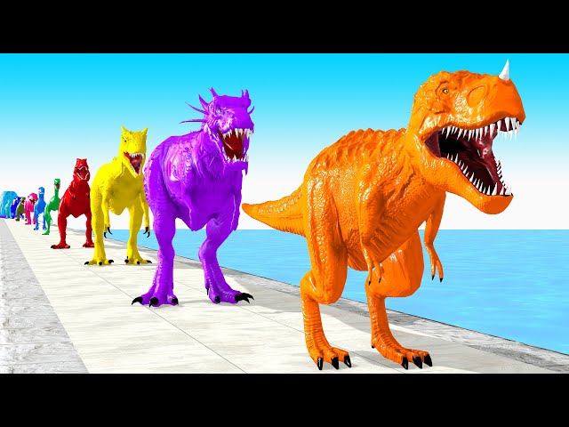 Paint Animals Dinosaur T-Rex Carnivores & Herbivores Dinosaurs Size Comparison Fountain Crossing Ani