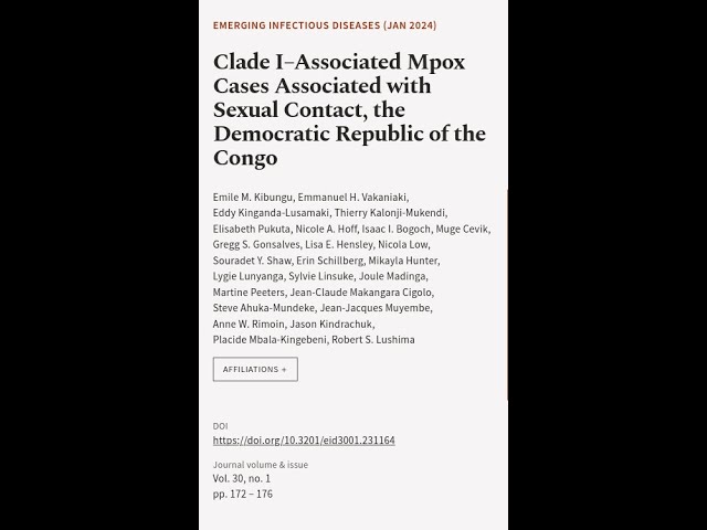 Clade I–Associated Mpox Cases Associated with Sexual Contact, the Democratic Republic... | RTCL.TV