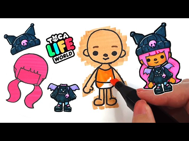 How to draw Kuromi Costume in Toca Life World - Step By Step - DIY Papercrafts -Toca Boca