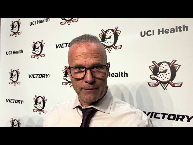 01/23 - Ducks head coach Greg Cronin speaks to the media after their 5-1 win against the Penguins