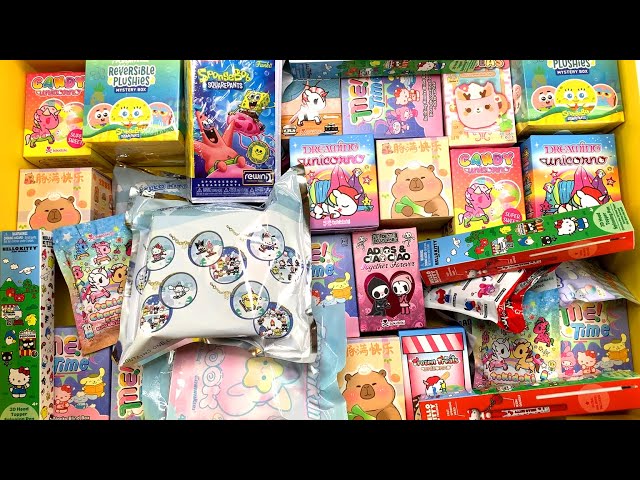 Blind Box ASMR no talking mystery surprise toys SpongeBob, Tokidoki, Sanrio ASMR Unboxing Sounds