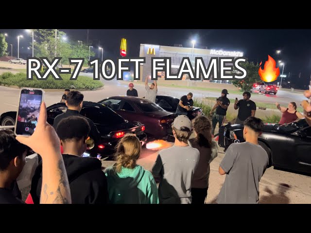 RX-7 10FT FLAMES SHUTS DOWN THE MEET.. (Cops Called)