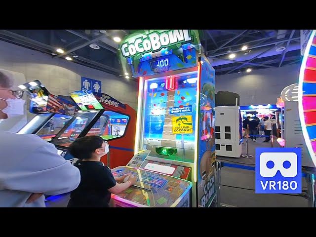 3D 180VR 4K Let's play Cocobowl Falling Coconut Arcade Game 😍😍Catch Coconut as many as you can