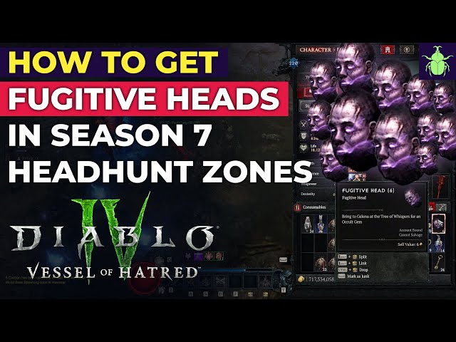 Diablo 4 - How To Get Fugitive Heads in Season 7 Headhunt Zones!