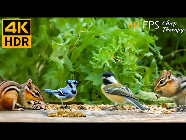 Cat TV for Cats to Watch: 8 Hours of Peaceful Summer with Beautiful Birds, Chipmunks 😹 4K HDR 60 FPS