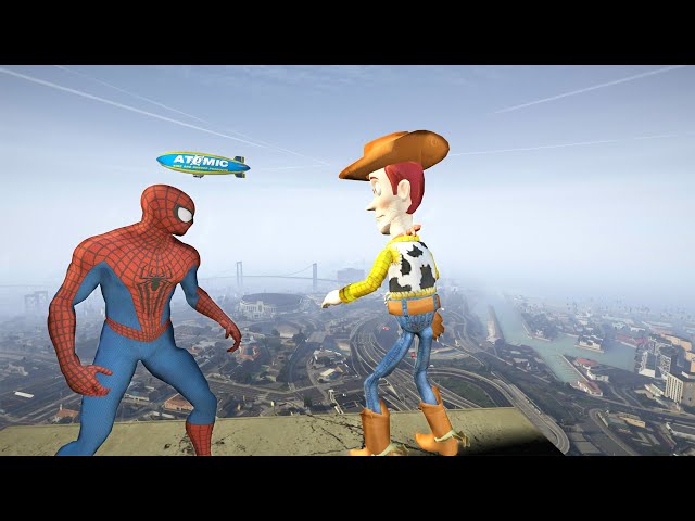 GTA 5 Epic Ragdolls SPIDERMAN vs WOODY Compilation (GTA 5, Euphoria Physics, Fails, Funny Moments)